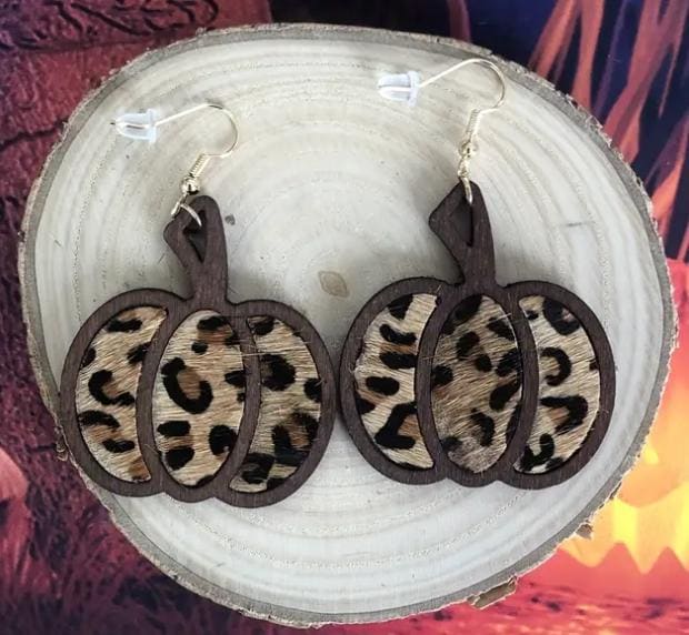 Wood Pumpkin Dangle Earrings