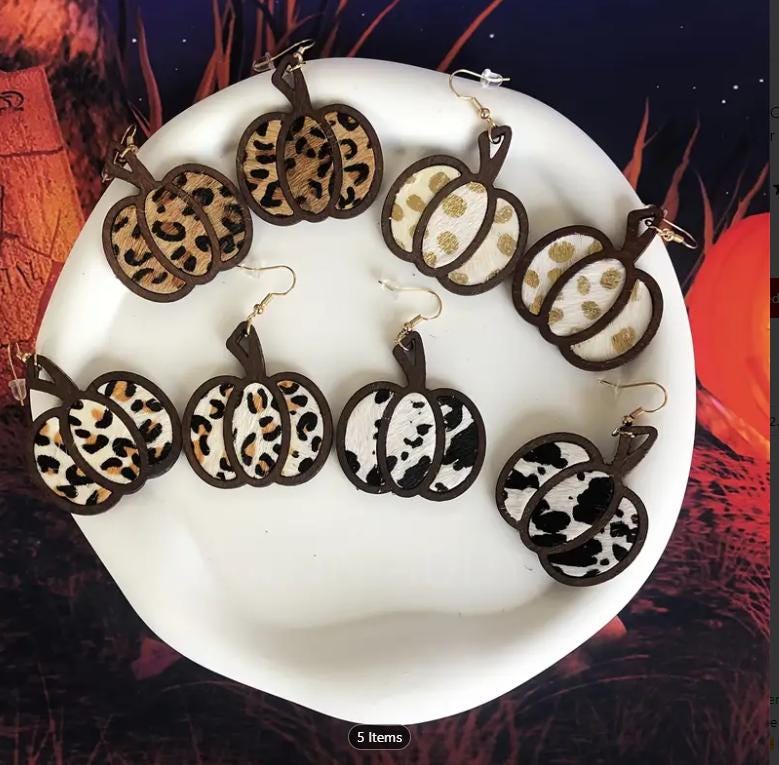 Wood Pumpkin Dangle Earrings