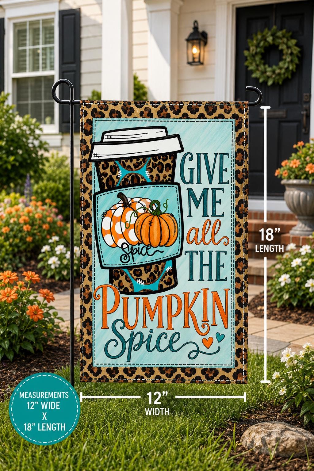 Fall Pumpkin Spice Garden Flag Decor - Double-Sided Polyester
