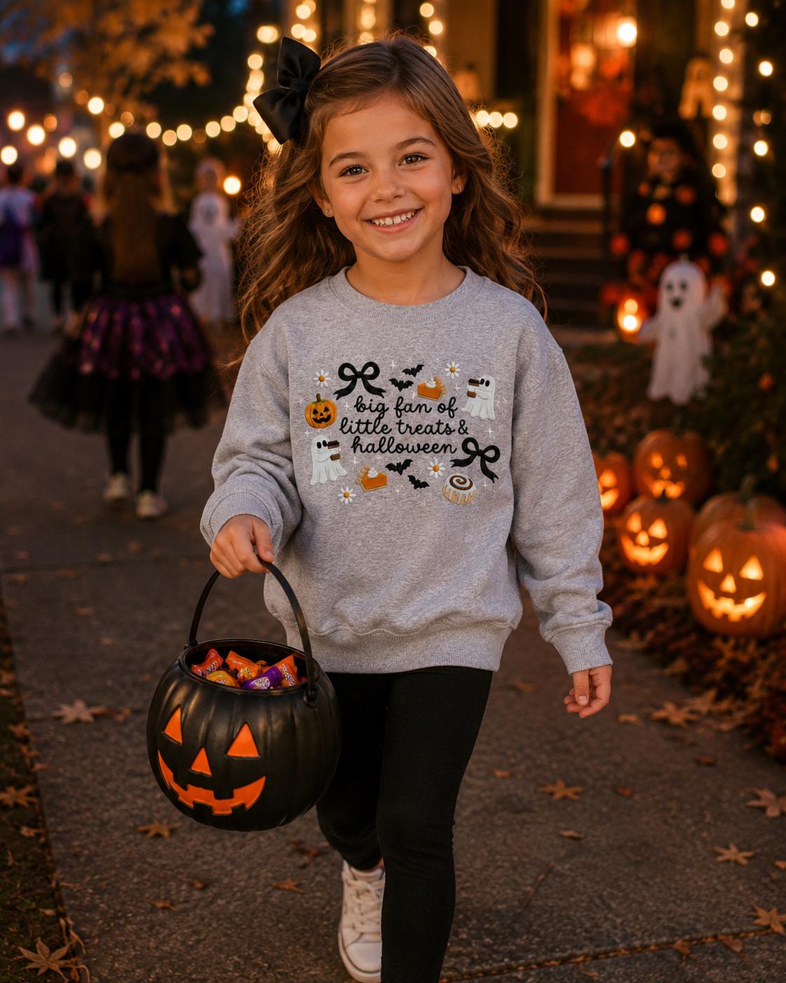 Big Fan of Little Treats & Halloween Embroidered-Inspired Graphic Tee and Sweatshirt/Adult And Youth Sizes