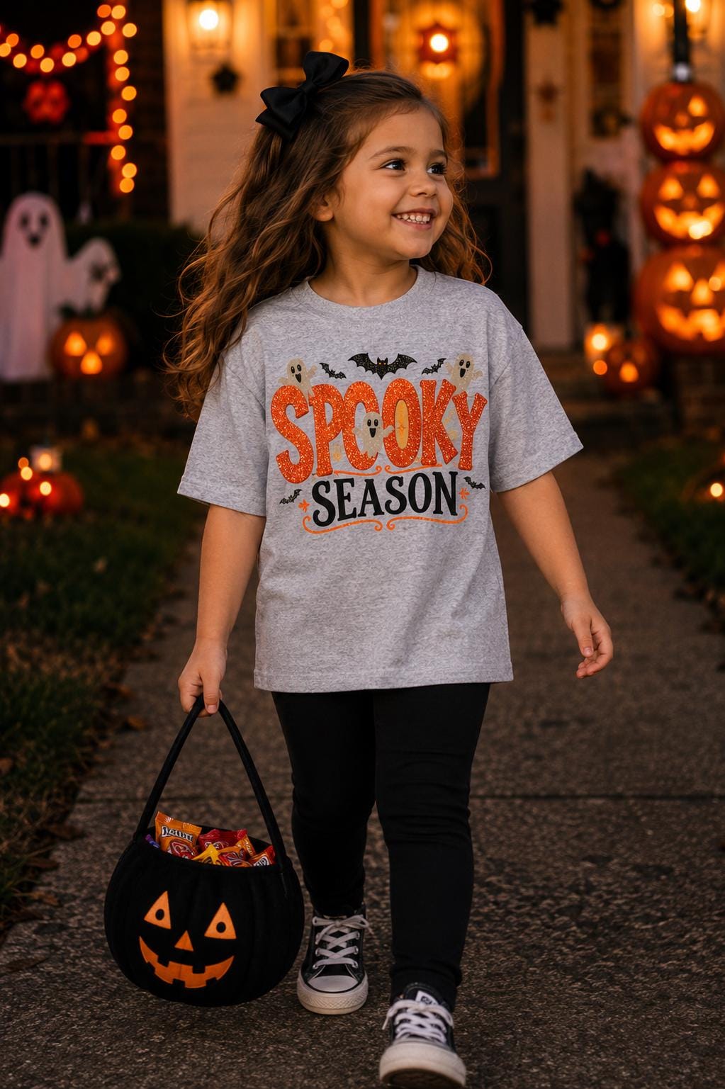 Spooky Season Applique Halloween Embroidered-Inspired Graphic Tee and Sweatshirt/Adult And Youth Sizes