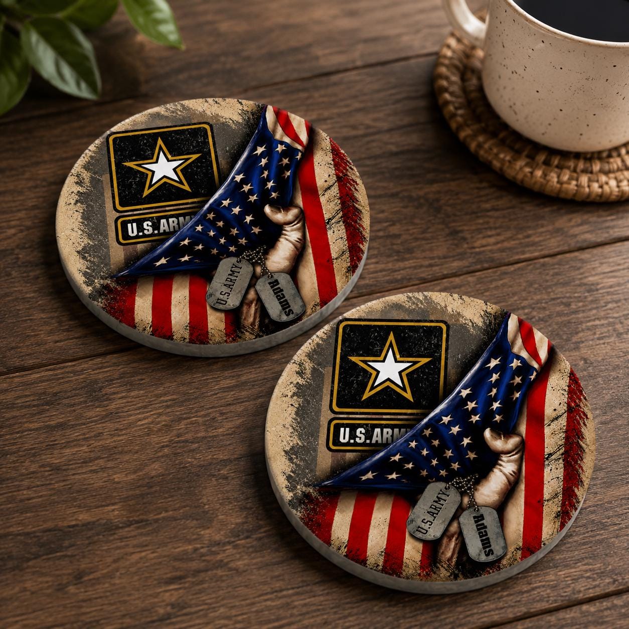 Military Personalized Car Coasters/Ceramic or Neoprene Fabric