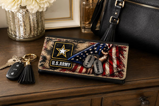 Personalized Military Branch Tri-Fold Wallet