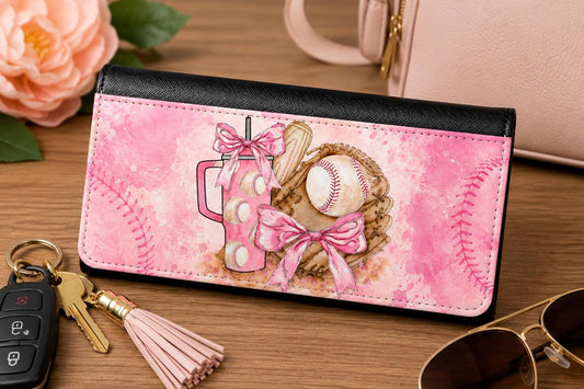 Baseball Bow Trifold Wallet