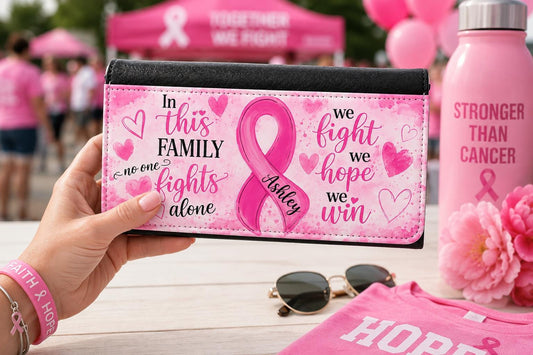Personalized Breast Cancer Awareness Trifold Wallet