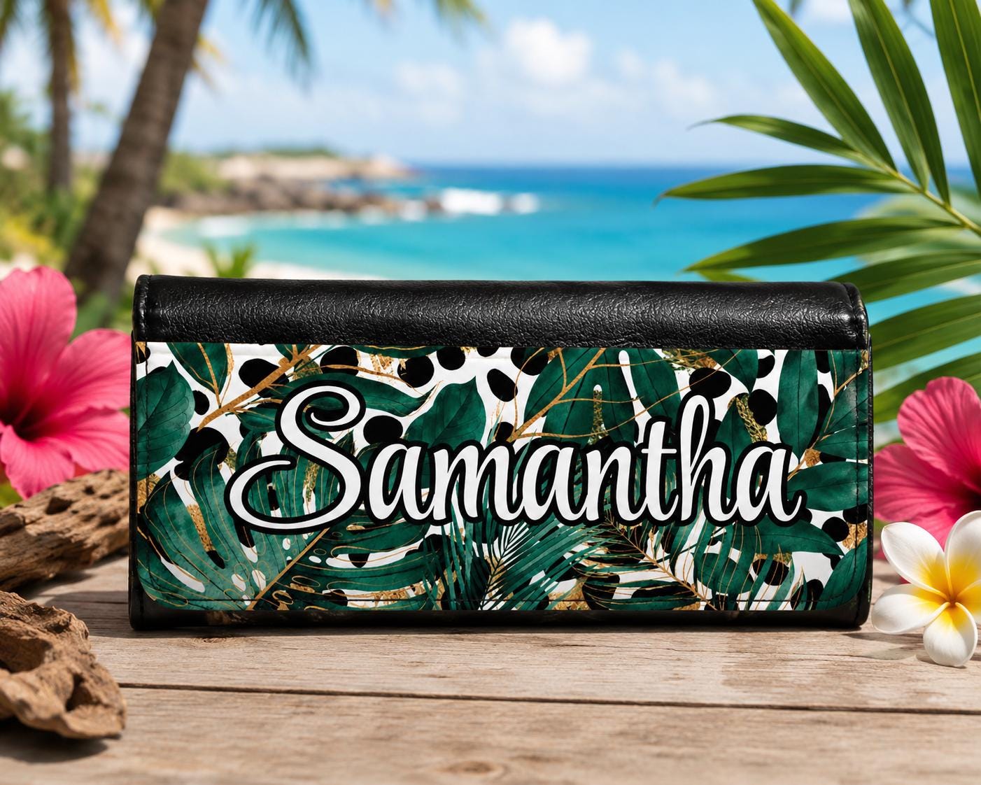 Personalized Tropical Trifold Wallet