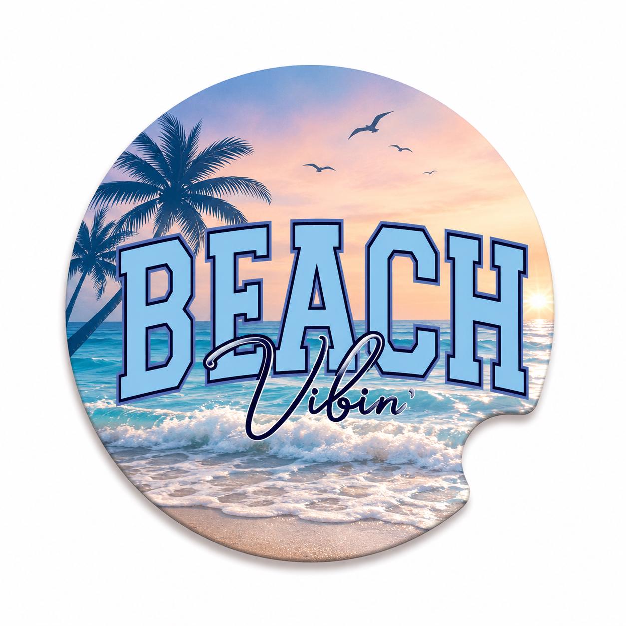 Beach Vibin Car Coasters/Ceramic or Neoprene Fabric