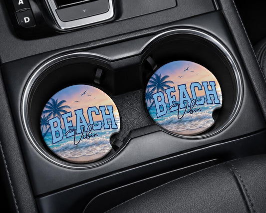 Beach Vibin Car Coasters/Ceramic or Neoprene Fabric