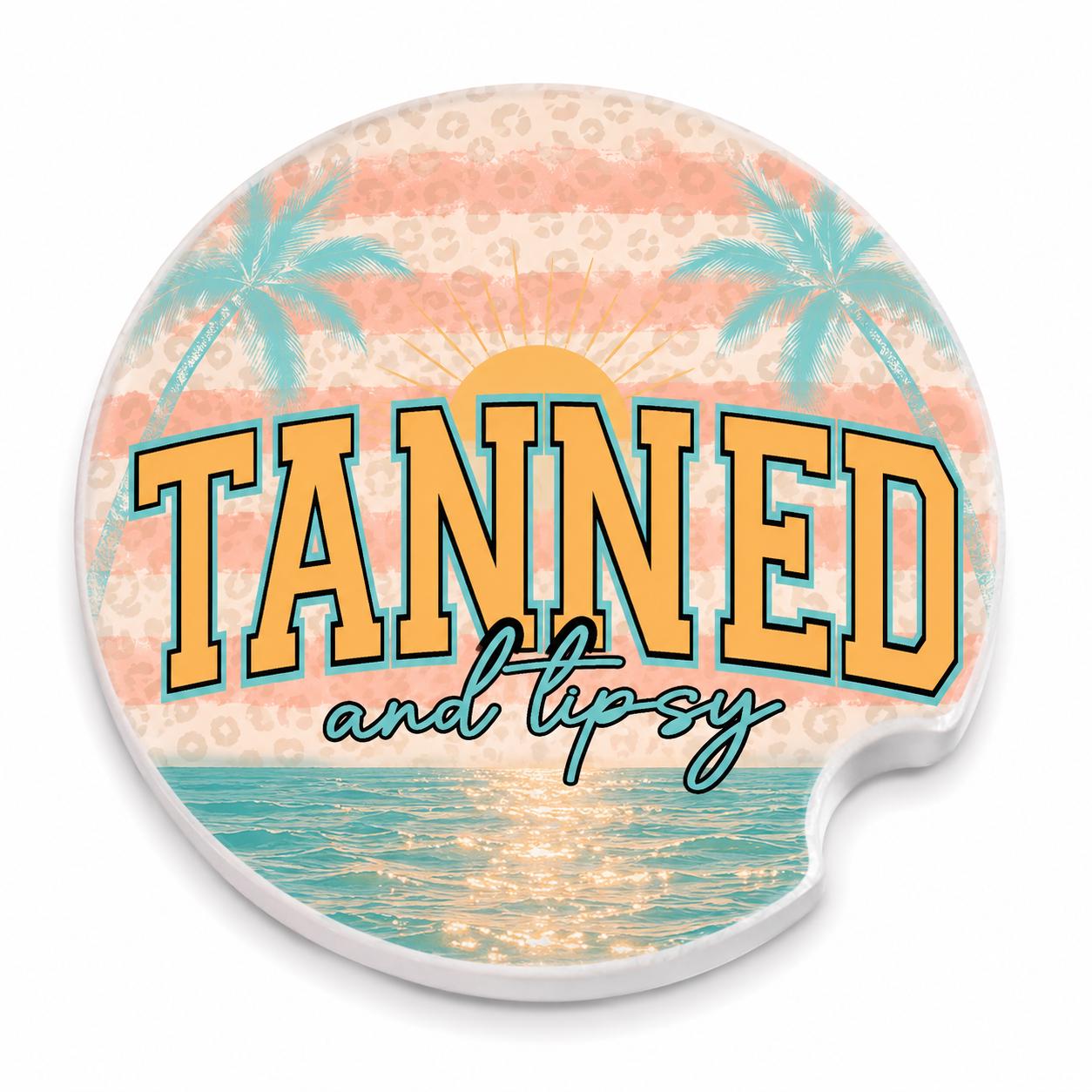 Tanned And Tipsy Car Coasters/Ceramic or Neoprene Fabric
