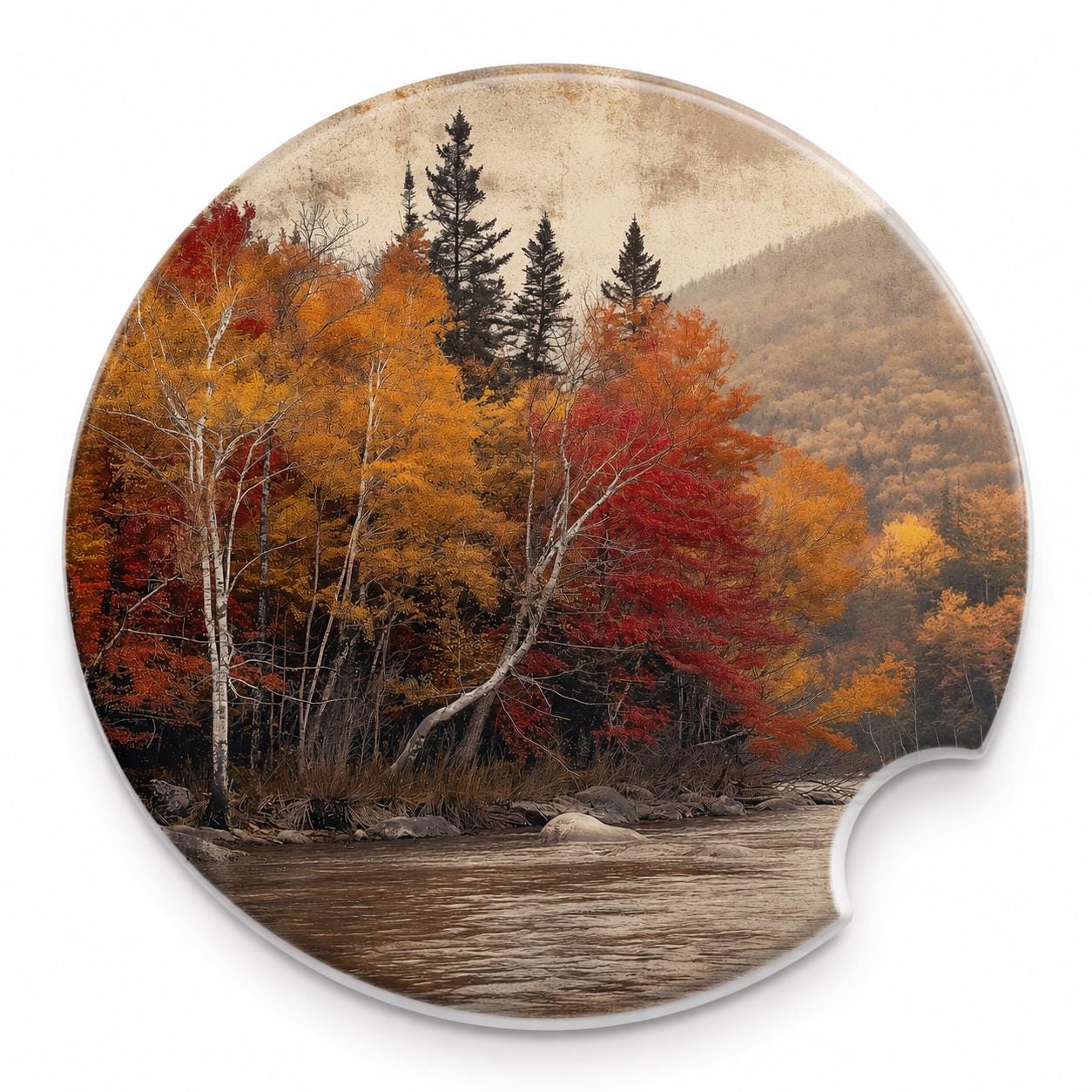 Autumn/Fall Landscape Car Coasters/Ceramic or Neoprene Fabric