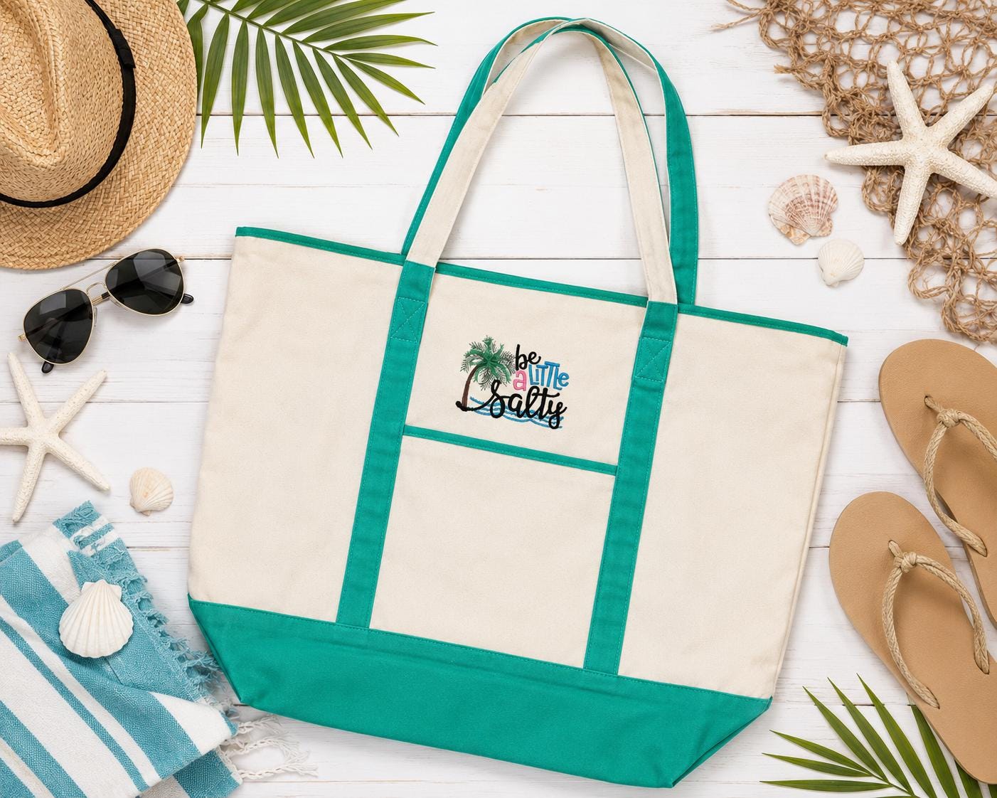 Classic Canvas Beach Tote Bag/ Summer Tote/ Pool Tote
