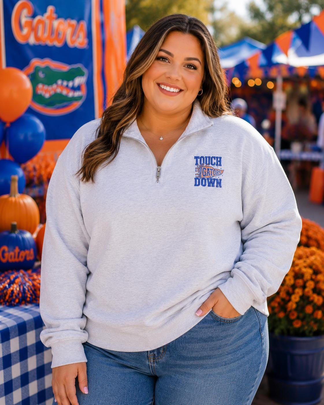 Touch Down Gators Spirit Quarter-Zip Pullover
