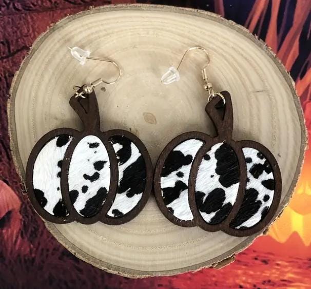 Wood Pumpkin Dangle Earrings