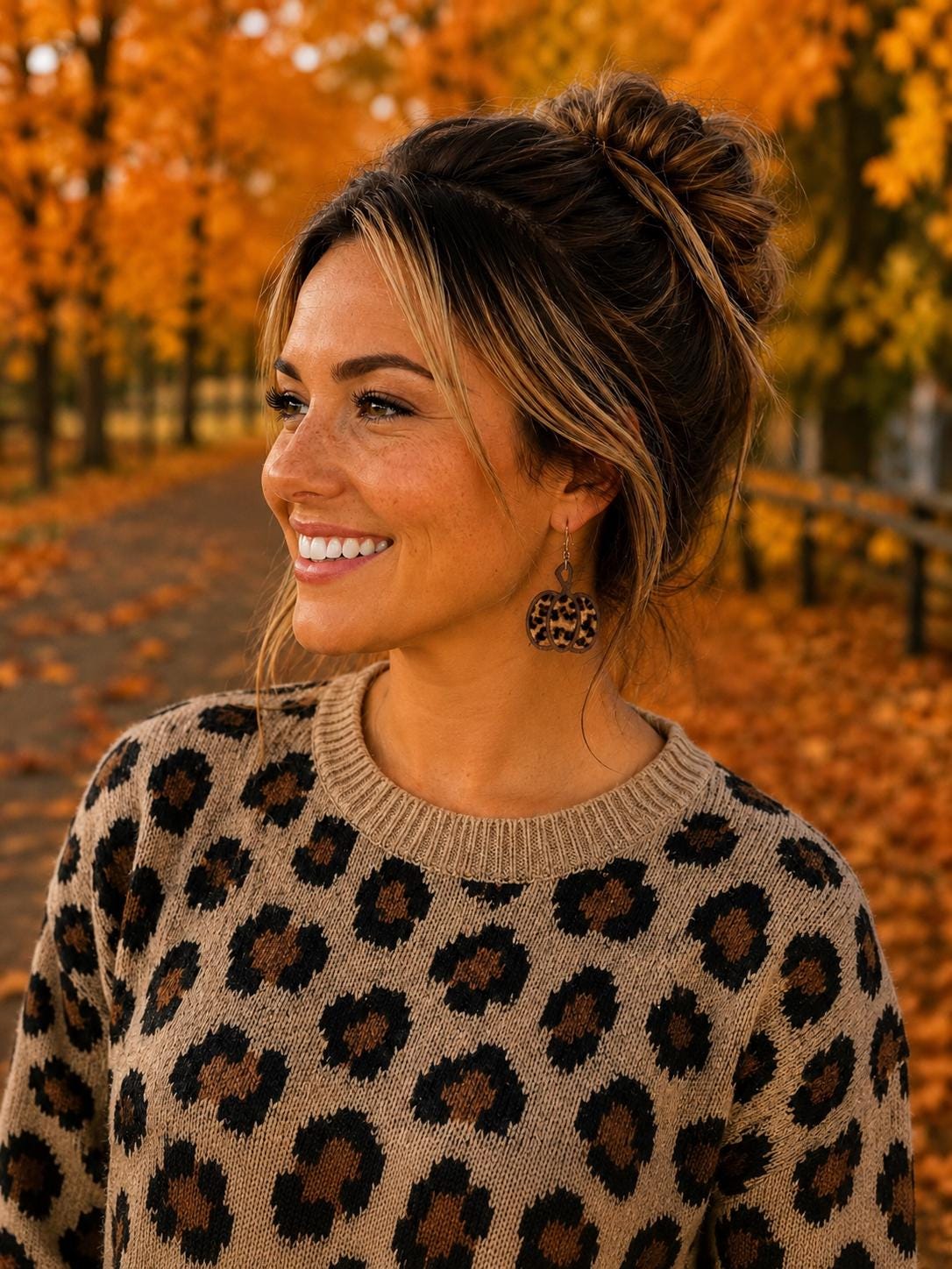 Wood Pumpkin Dangle Earrings