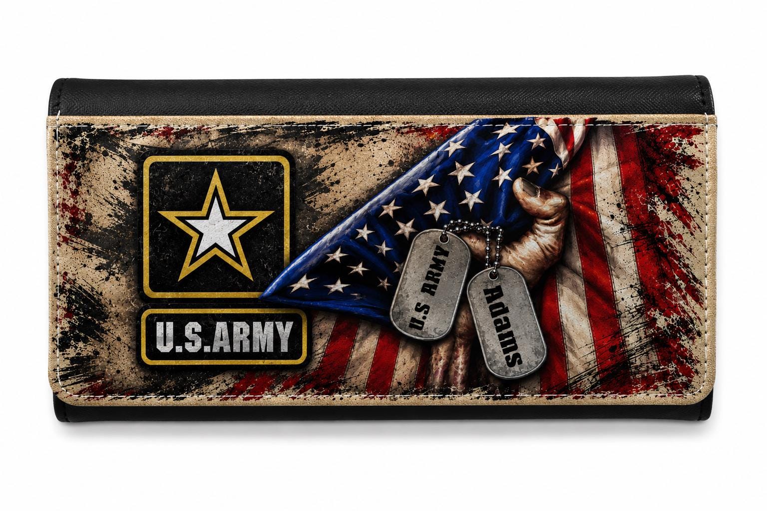 Personalized Military Branch Tri-Fold Wallet