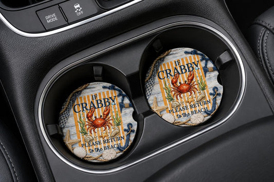 If Crabby Return To The Beach Car Coasters/Ceramic or Neoprene Fabric