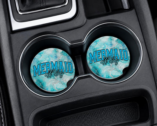 Mermaid Off Duty Car Coasters/Ceramic or Neoprene Fabric
