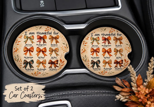 I’m Thankful For Fall Car Coasters/Ceramic or Neoprene Fabric