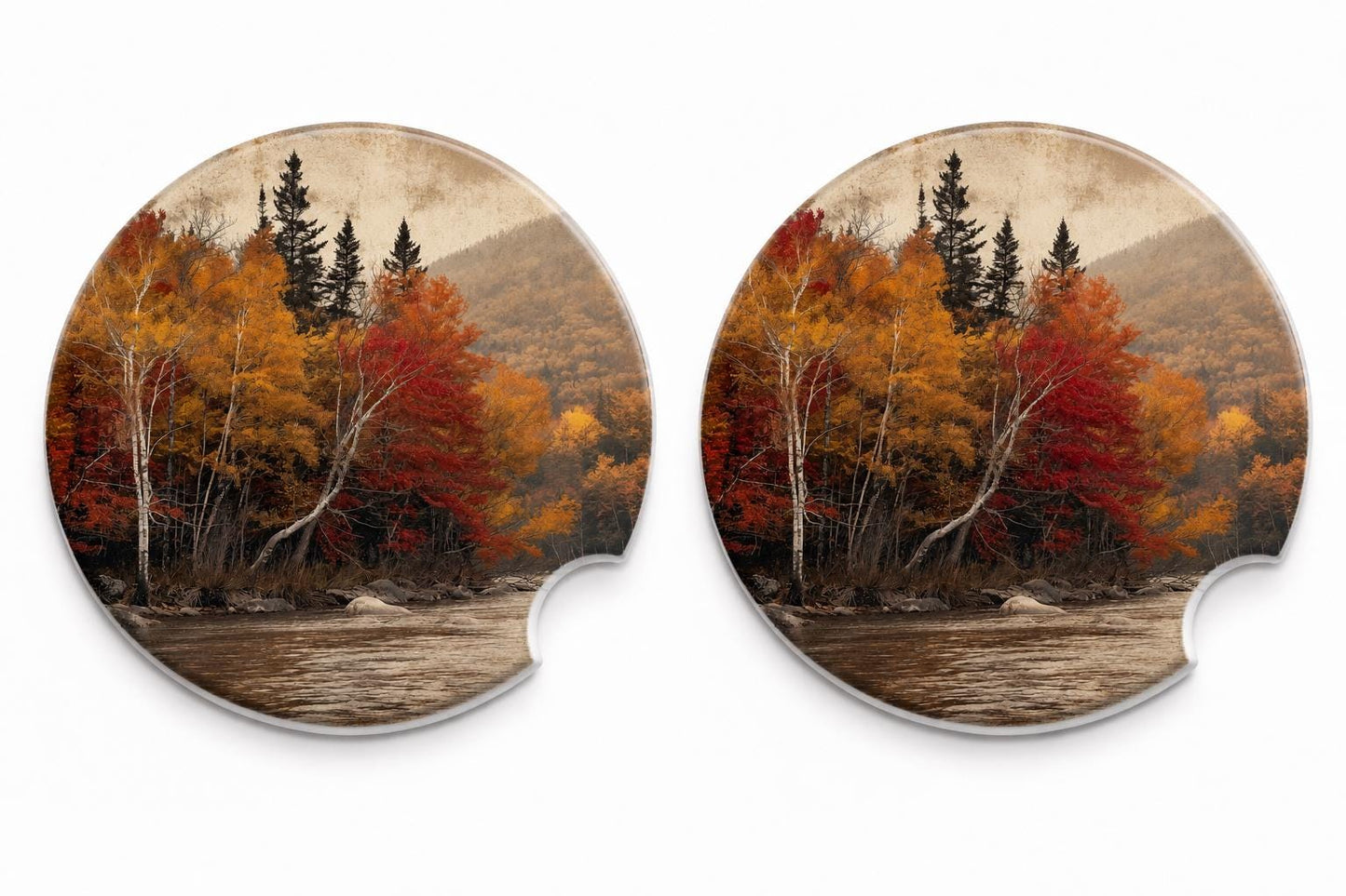 Autumn/Fall Landscape Car Coasters/Ceramic or Neoprene Fabric