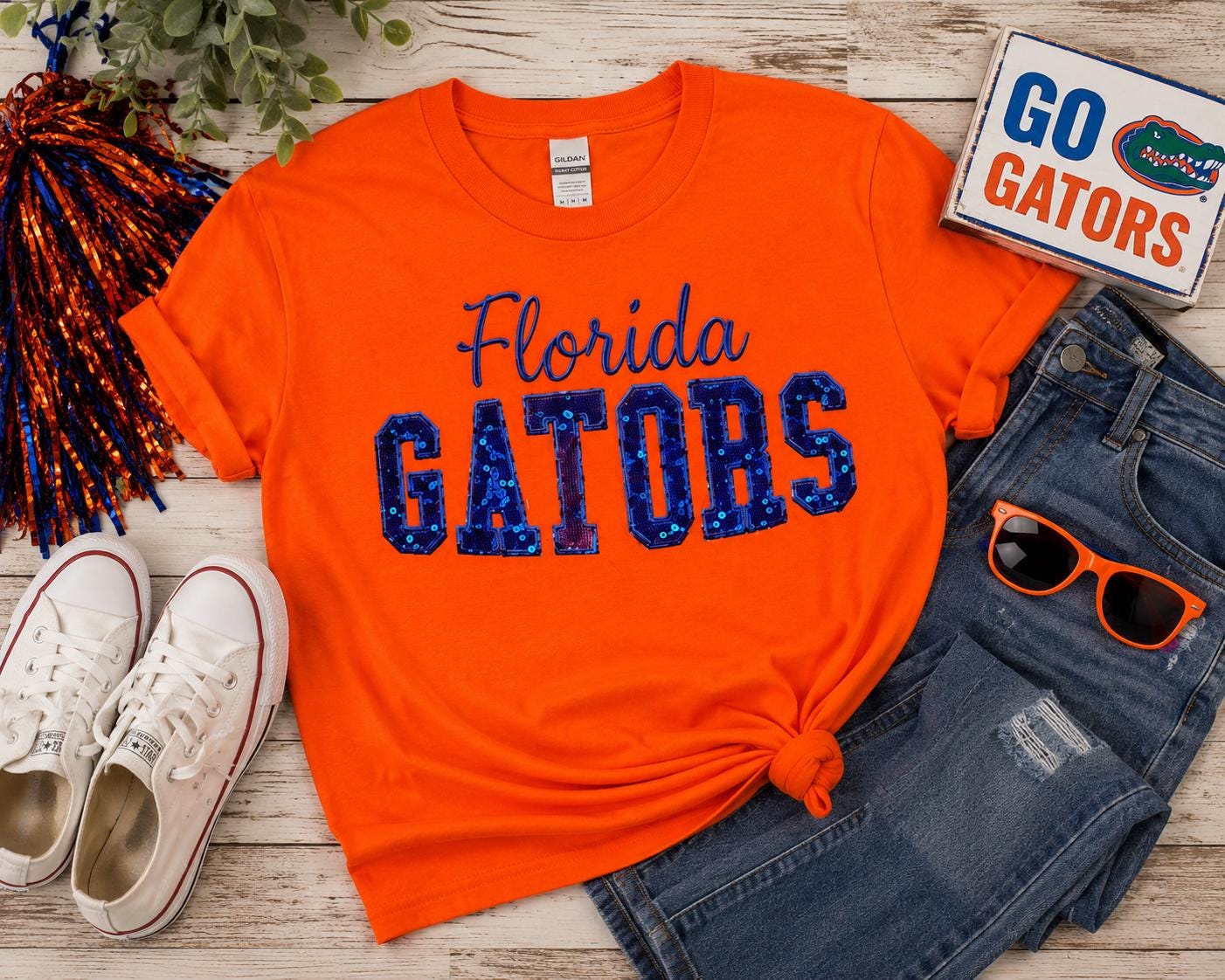 Florida Spirit Tee- SEQUIN MATERIAL APPLIQUE
