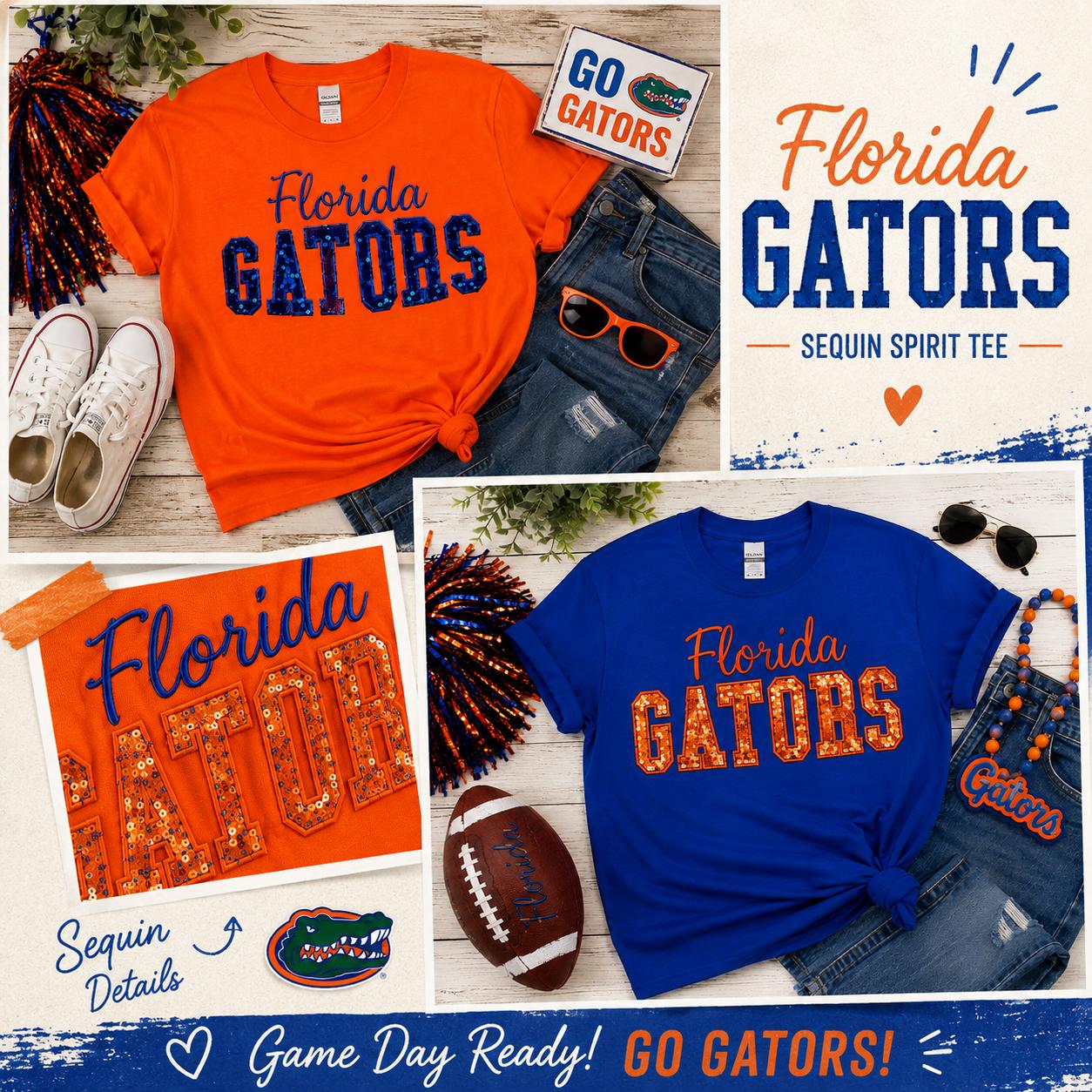 Florida Spirit Tee- SEQUIN MATERIAL APPLIQUE