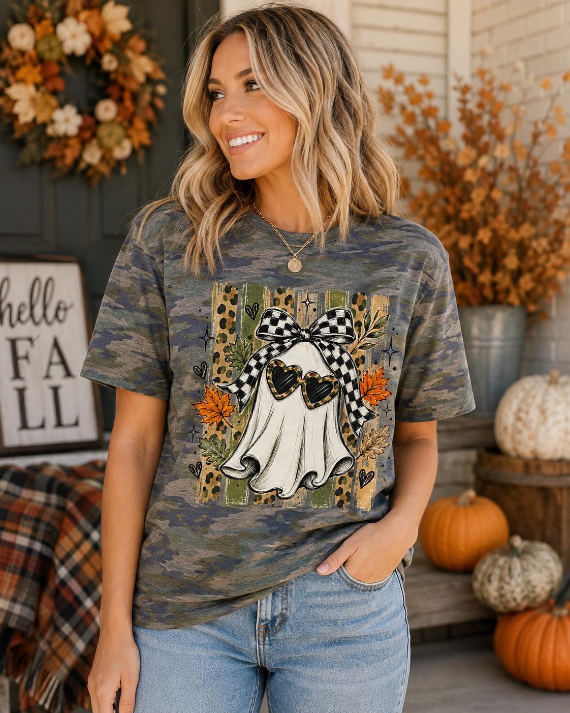 Fall Ghost Graphic Camo Tee