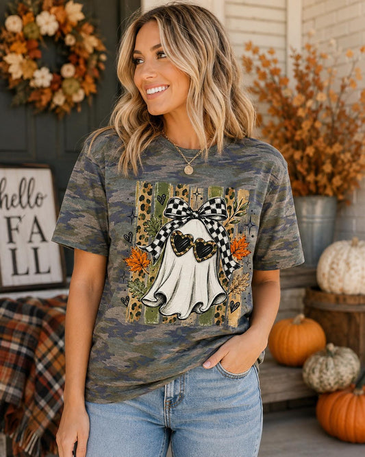 Fall Ghost Graphic Camo Tee