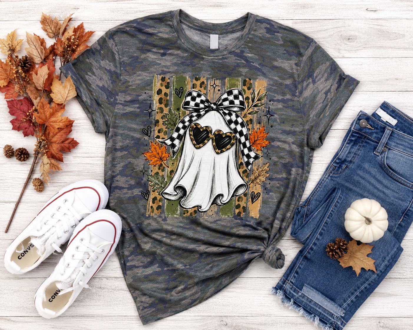 Fall Ghost Graphic Camo Tee