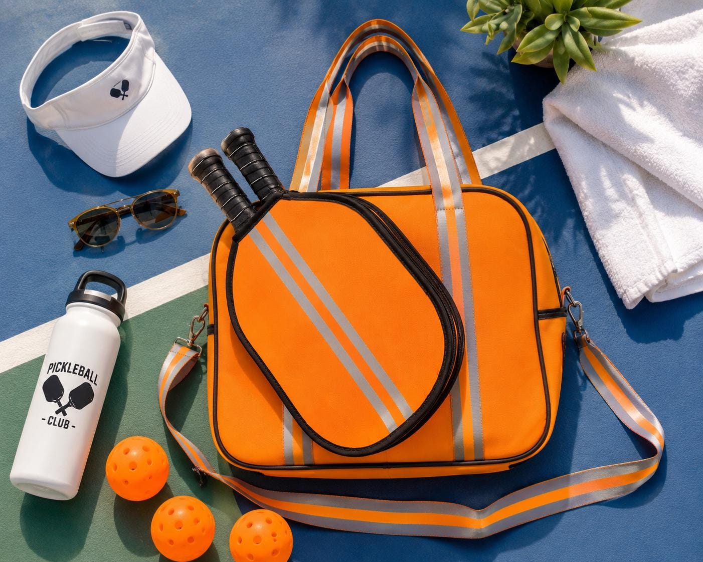 Water-Resistant Nylon Crossbody Pickleball Bag