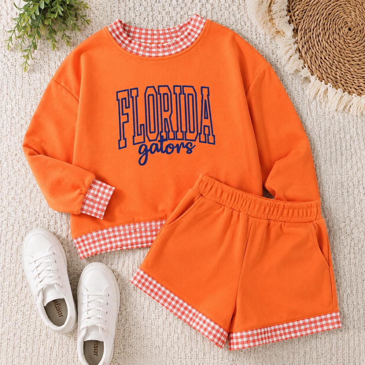 ORANGE Florida Glitter Appliqué Lounge Set – **Game Day Ready**