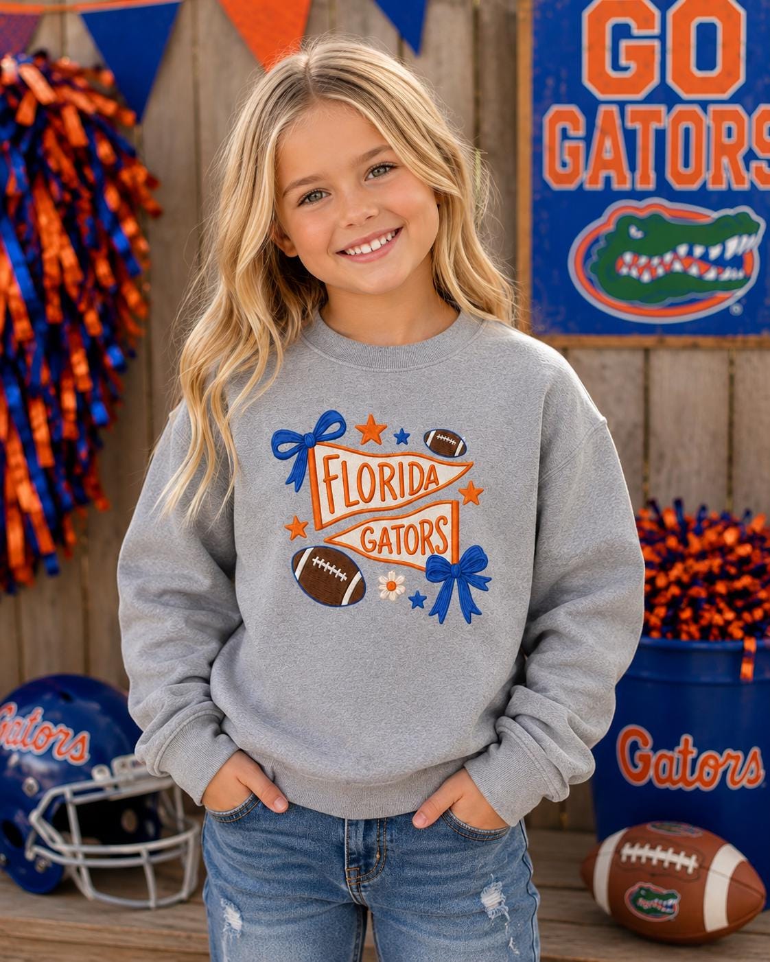 Florida Football Spirit Embroidered Tee or Sweatshirt/Adult And Youth Sizes