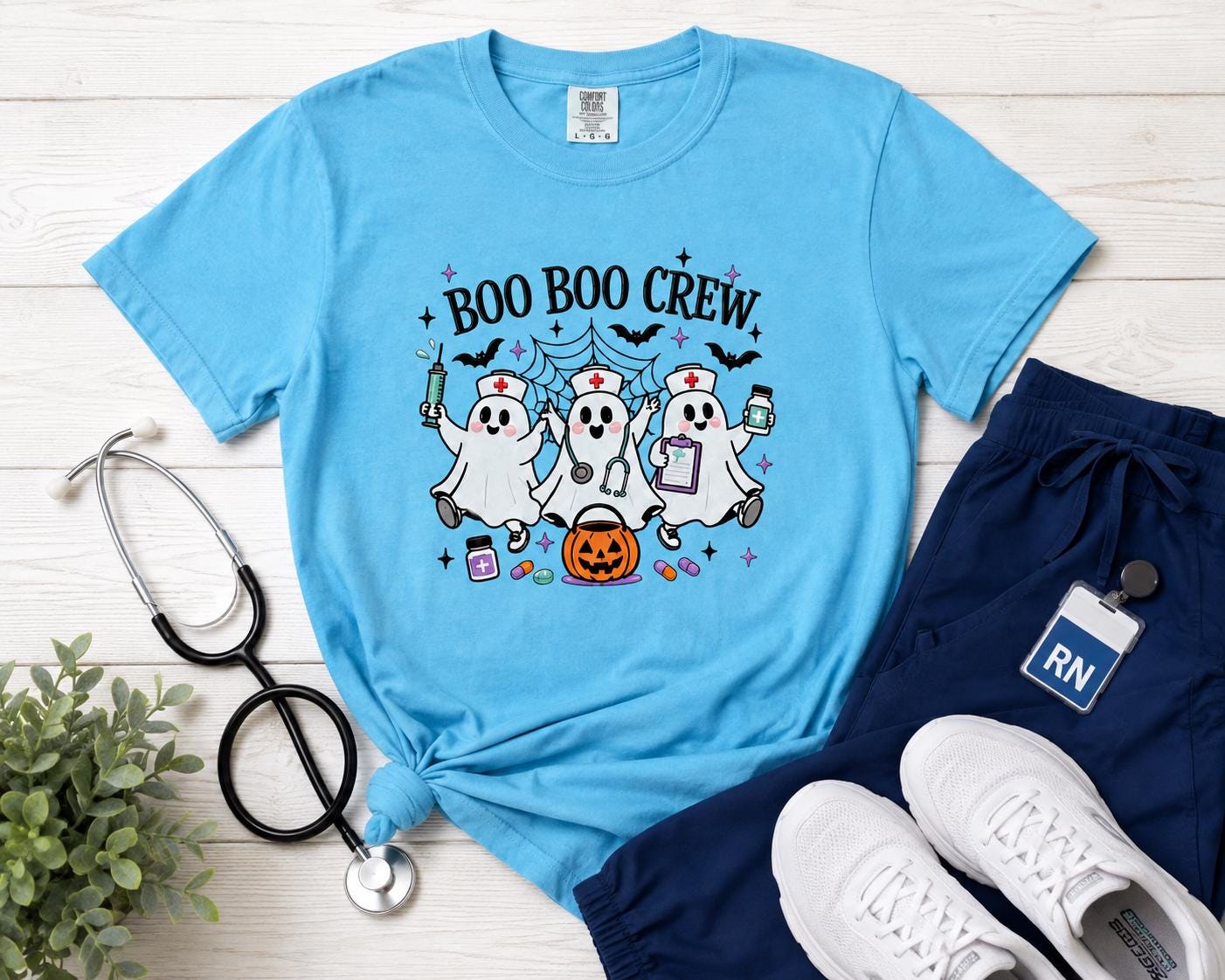 Boo Boo Crew Nurse Embroidered Tee