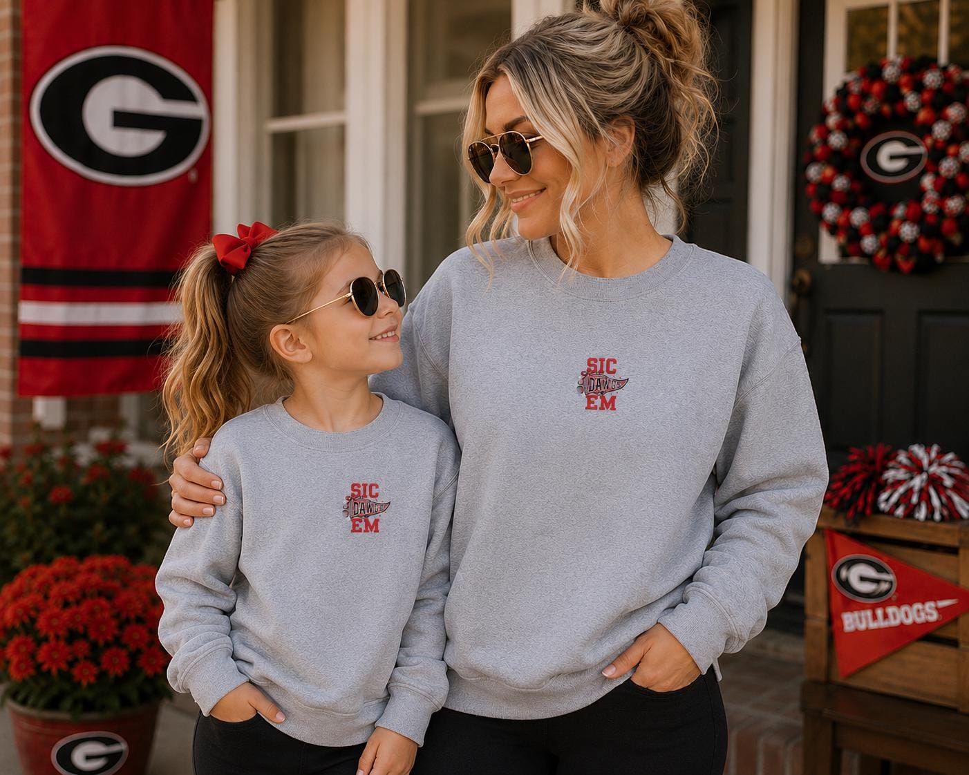 Sic ‘Em Dawgs Spirit Embroidered Tee or Sweatshirt/Adult And Youth Sizes