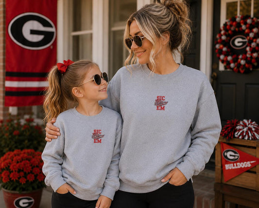 Sic ‘Em Dawgs Spirit Embroidered Tee or Sweatshirt/Adult And Youth Sizes
