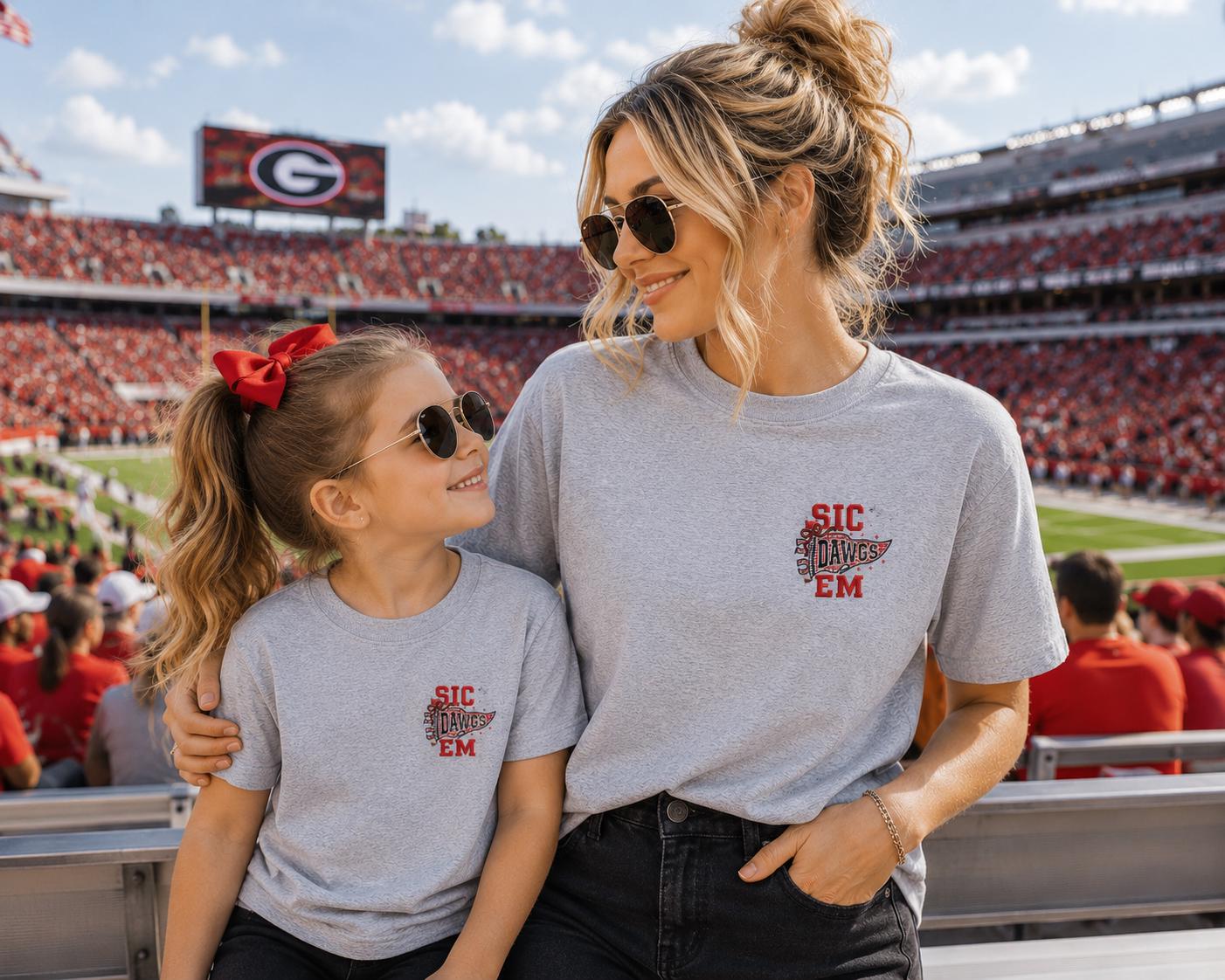 Sic ‘Em Dawgs Spirit Embroidered Tee or Sweatshirt/Adult And Youth Sizes