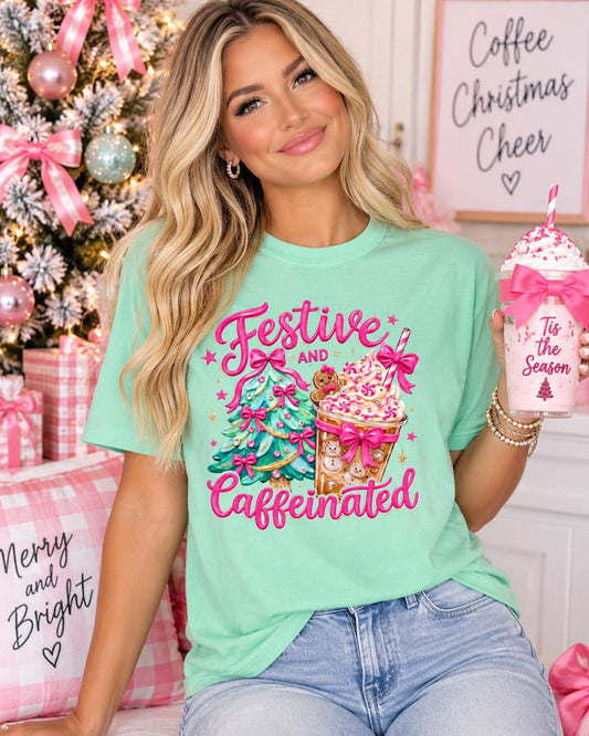 Festive and Caffeinated Christmas Tshirt