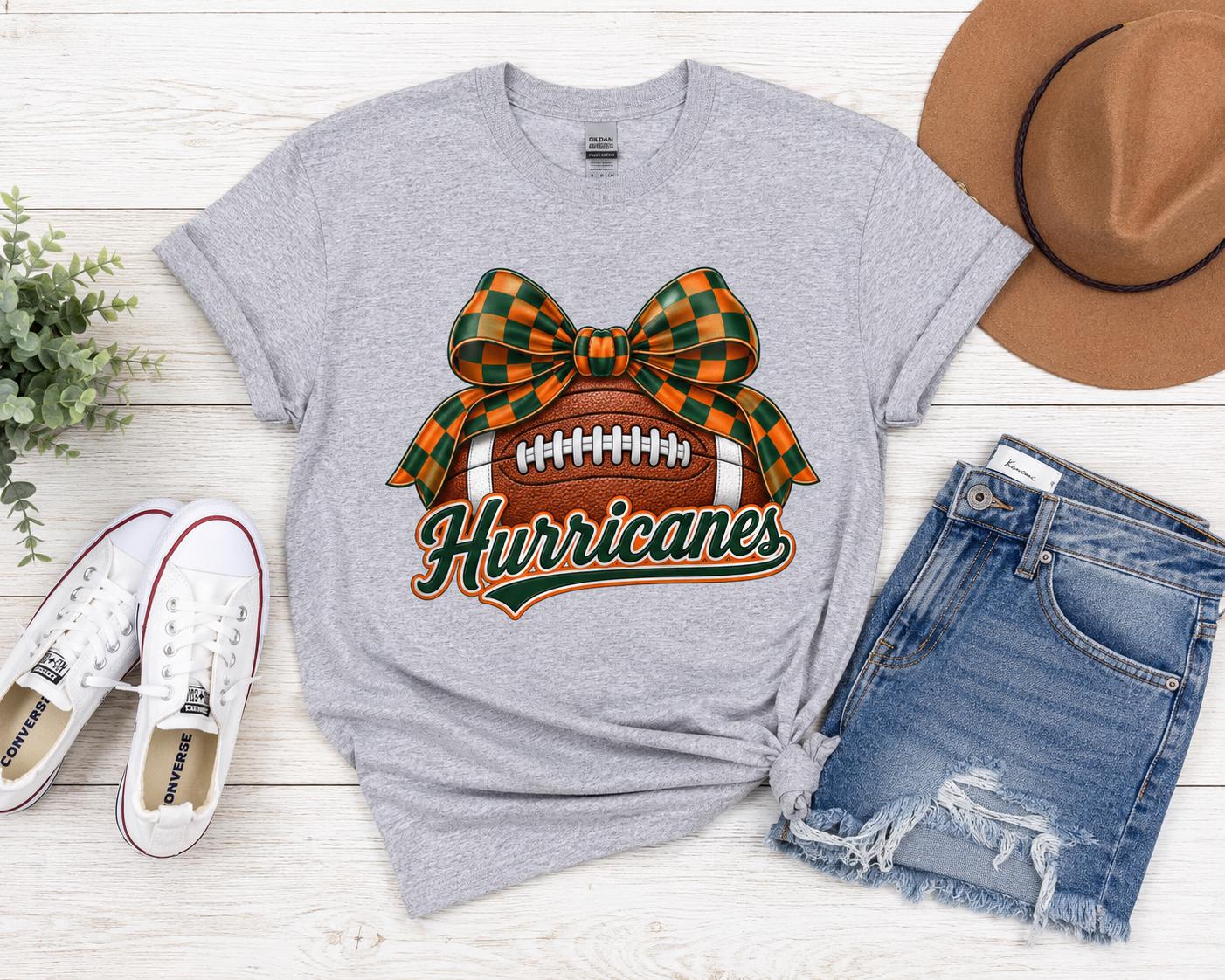 Canes Game Day Bow Football T-Shirt