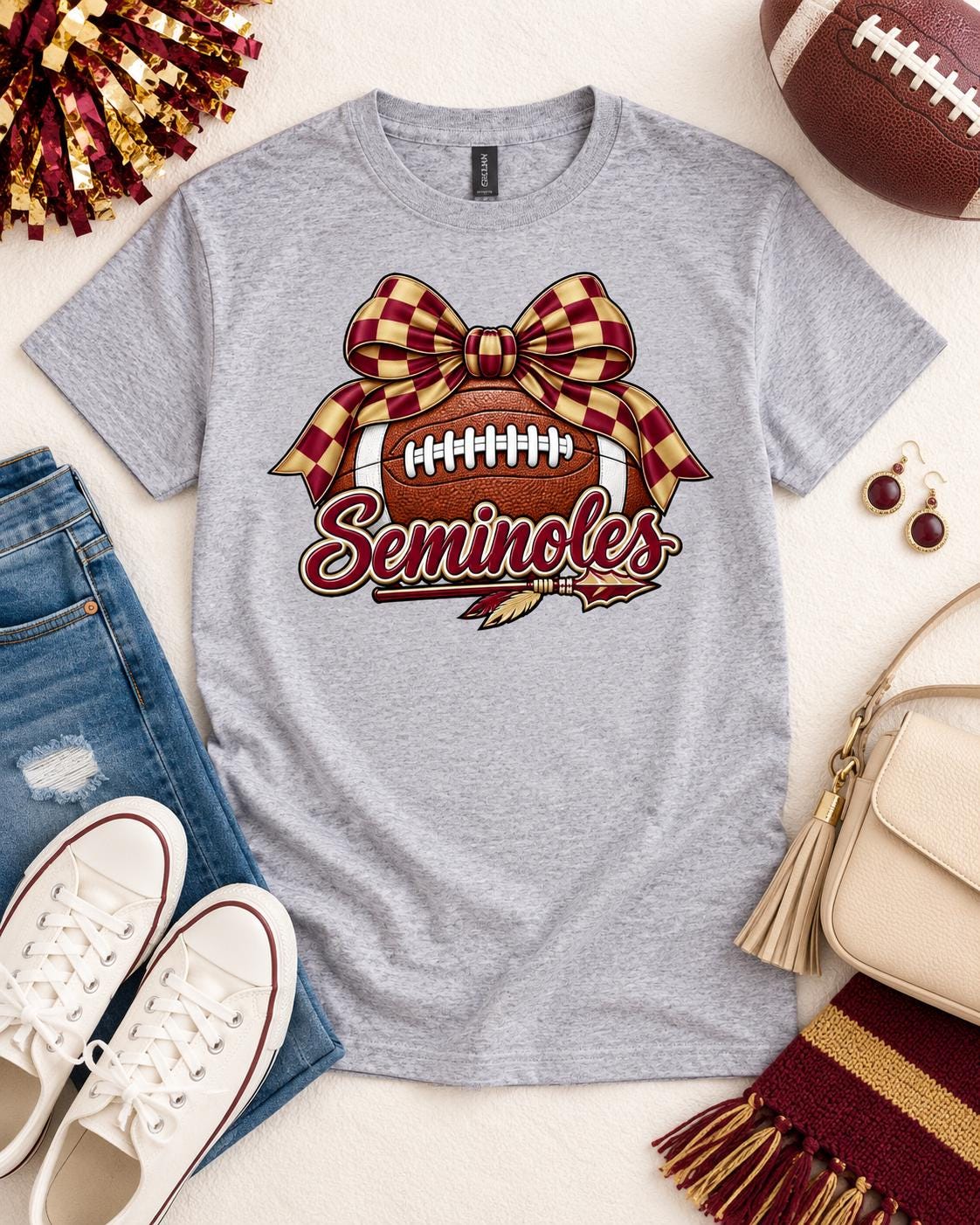 Seminoles Game Day Bow Football T-Shirt