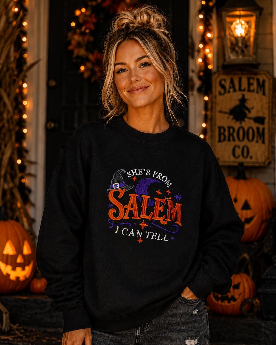 She’s from Salem I Can Tell Embroidered Sweatshirt/Adult And Youth Sizes