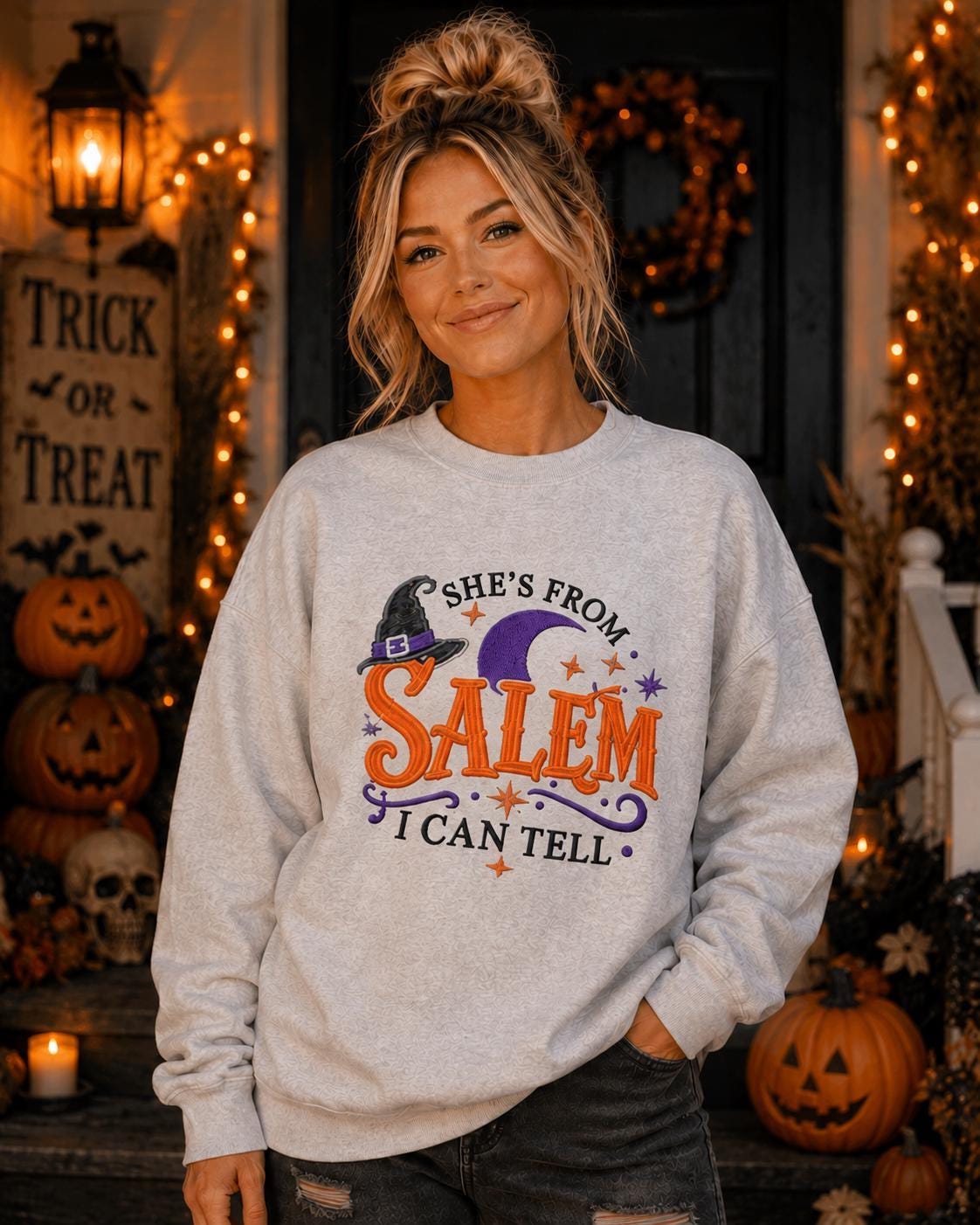 She’s from Salem I Can Tell Embroidered Sweatshirt/Adult And Youth Sizes