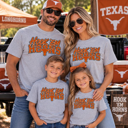 Hook ‘Em Horns Gameday Spirit Graphic Tee or Sweatshirt/Adult And Youth Sizes