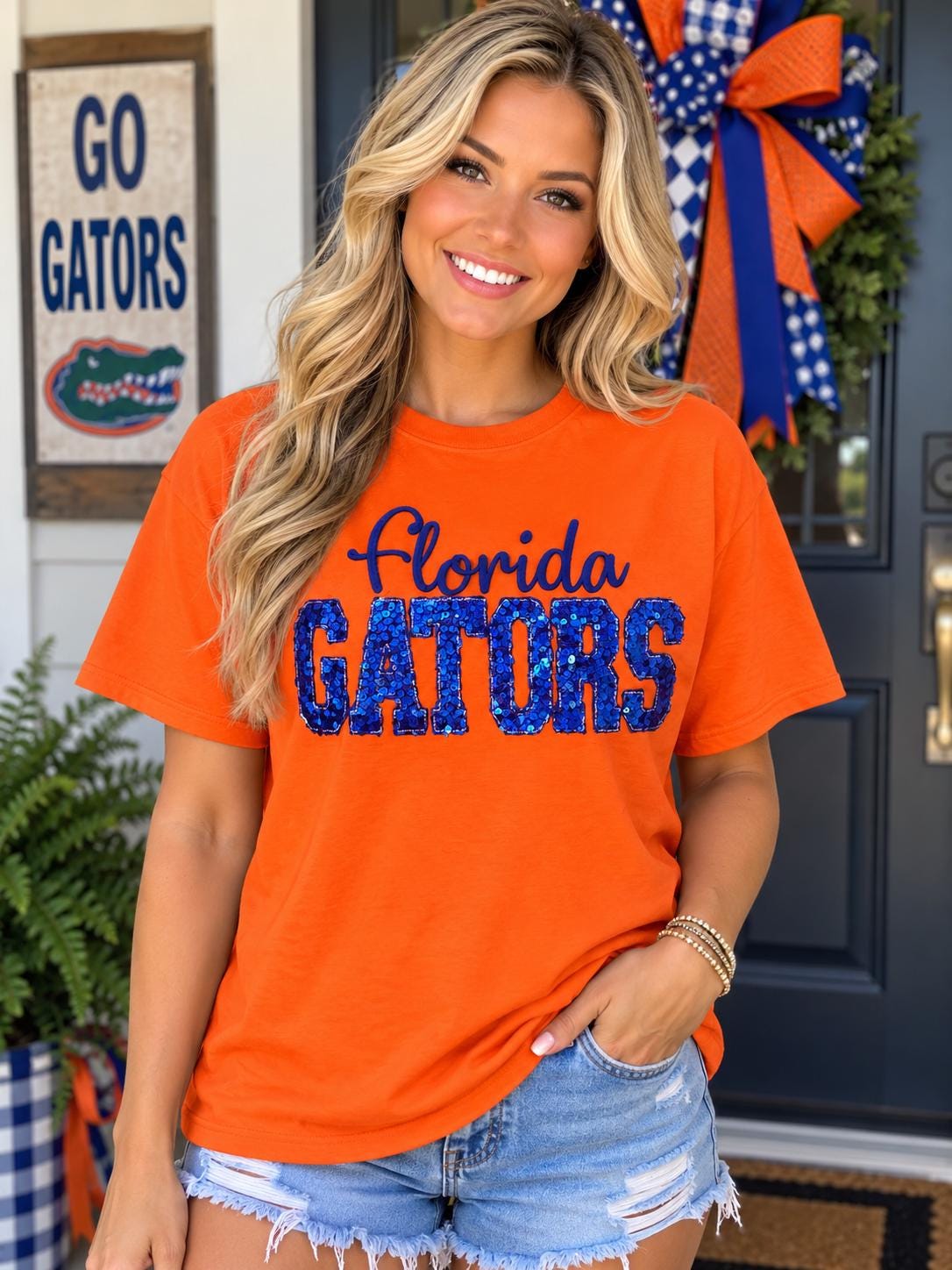 Florida Spirit Tee- SEQUIN MATERIAL APPLIQUE