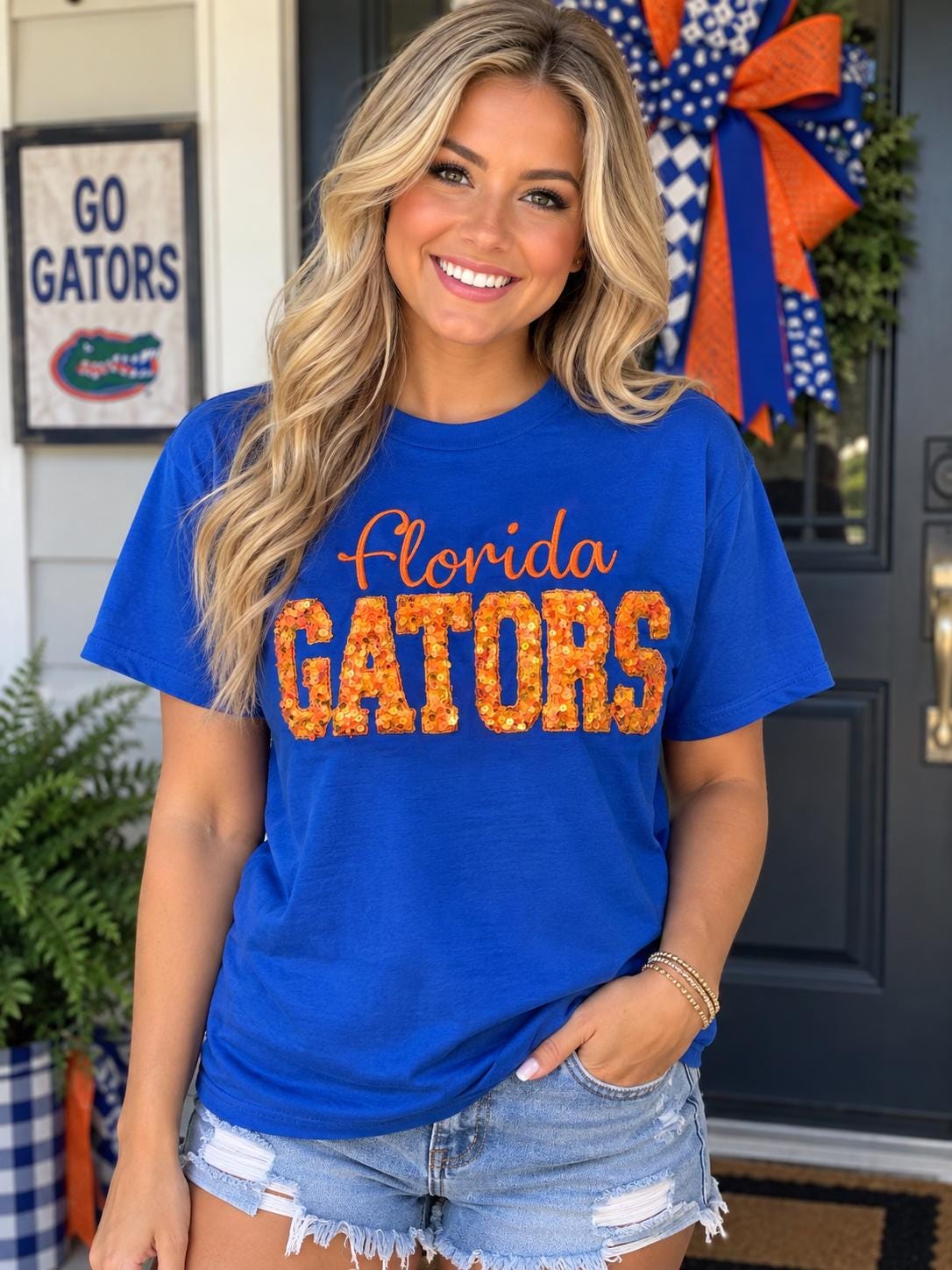 Florida Spirit Tee- SEQUIN MATERIAL APPLIQUE