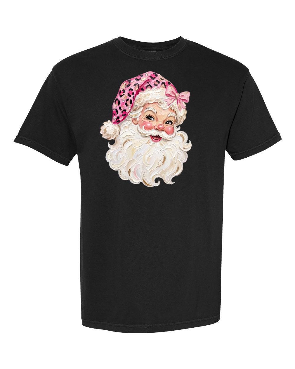 Pink Leopard Santa Christmas Graphic Tee/ Sweatshirt