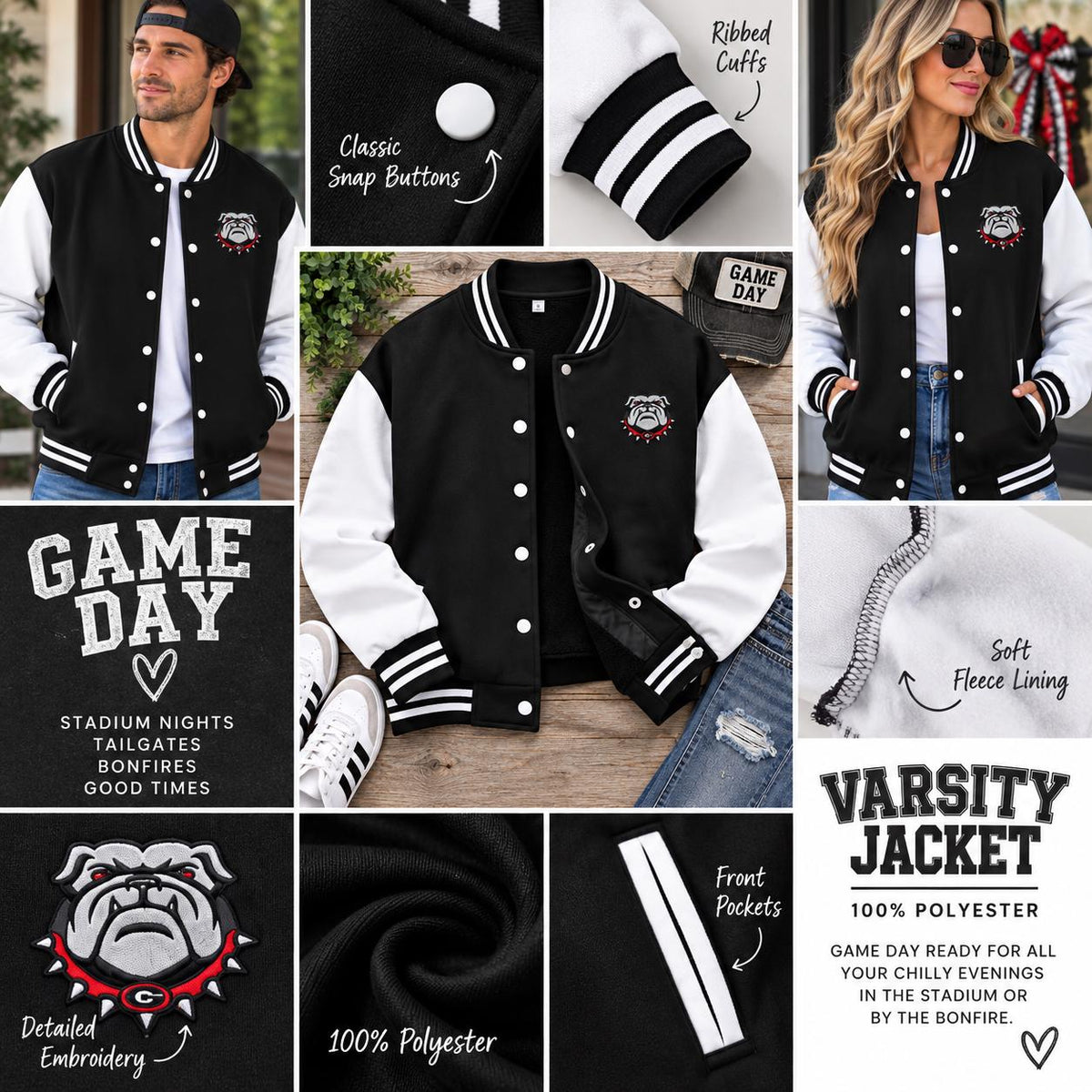 Georgia Bulldogs Game Day Varsity Jacket