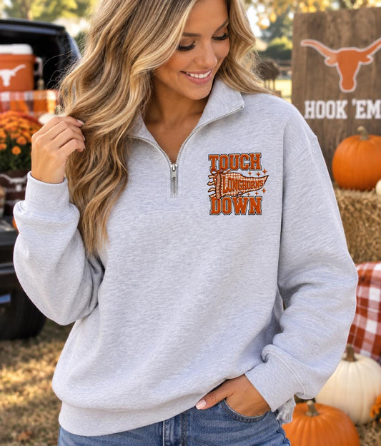 Touch Down Longhorns Football Spirit Quarter-Zip Pullover