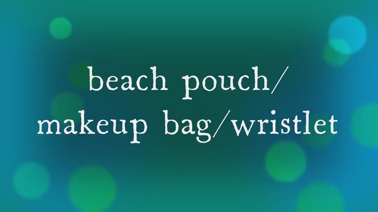 Golden Palms/ Pineapple/ Tropical Wristlet/Beach Bikini Bag/Makeup Pouch