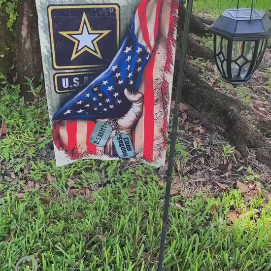 Personalized Army American Flag Garden Decor - Double-Sided Polyester