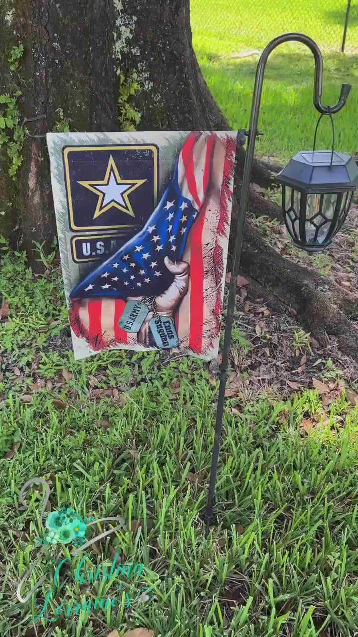Personalized Army American Flag Garden Decor - Double-Sided Polyester