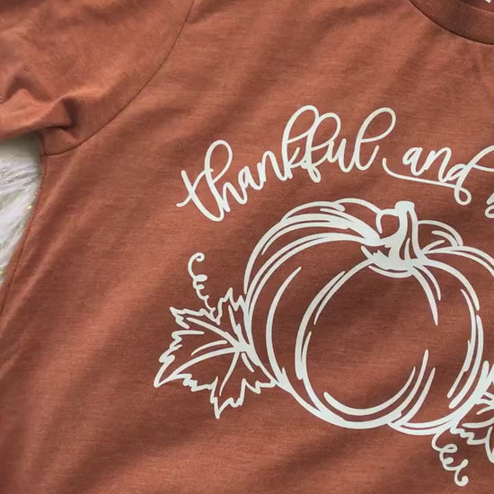 Thankful and Blessed/Pumpkin Design T-Shirt
